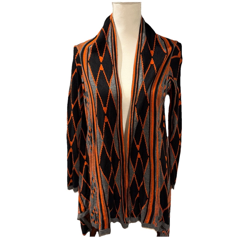 Sweet Sinammon Aztec Southwest Print Long Sleeve Cardigan Sweater Shawl Size S‎